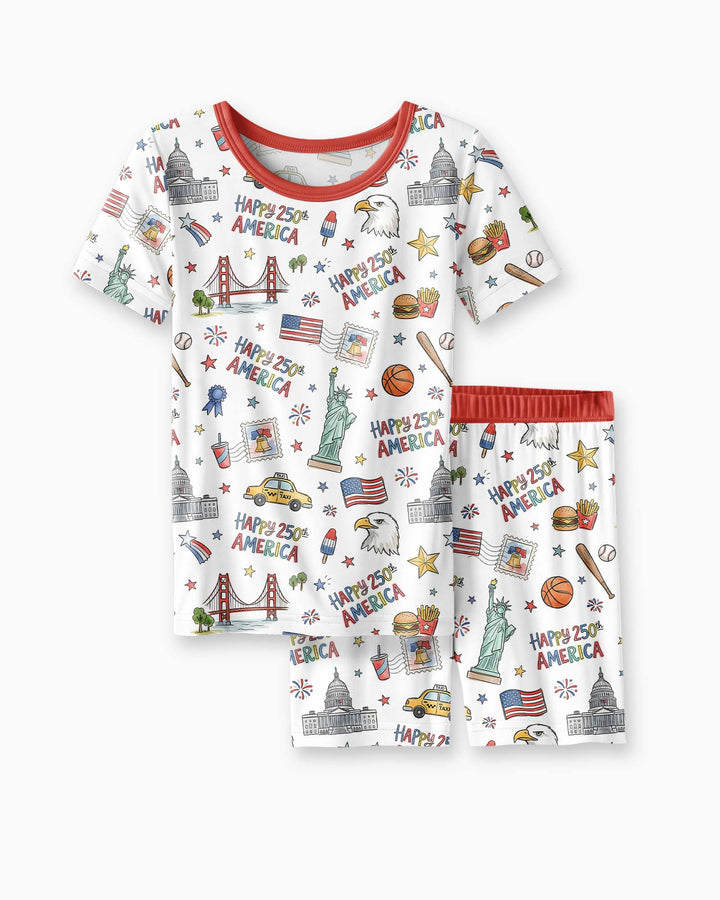 America 250 Celebration Bamboo Two Piece Short Sleeve Shorts Pajama Set