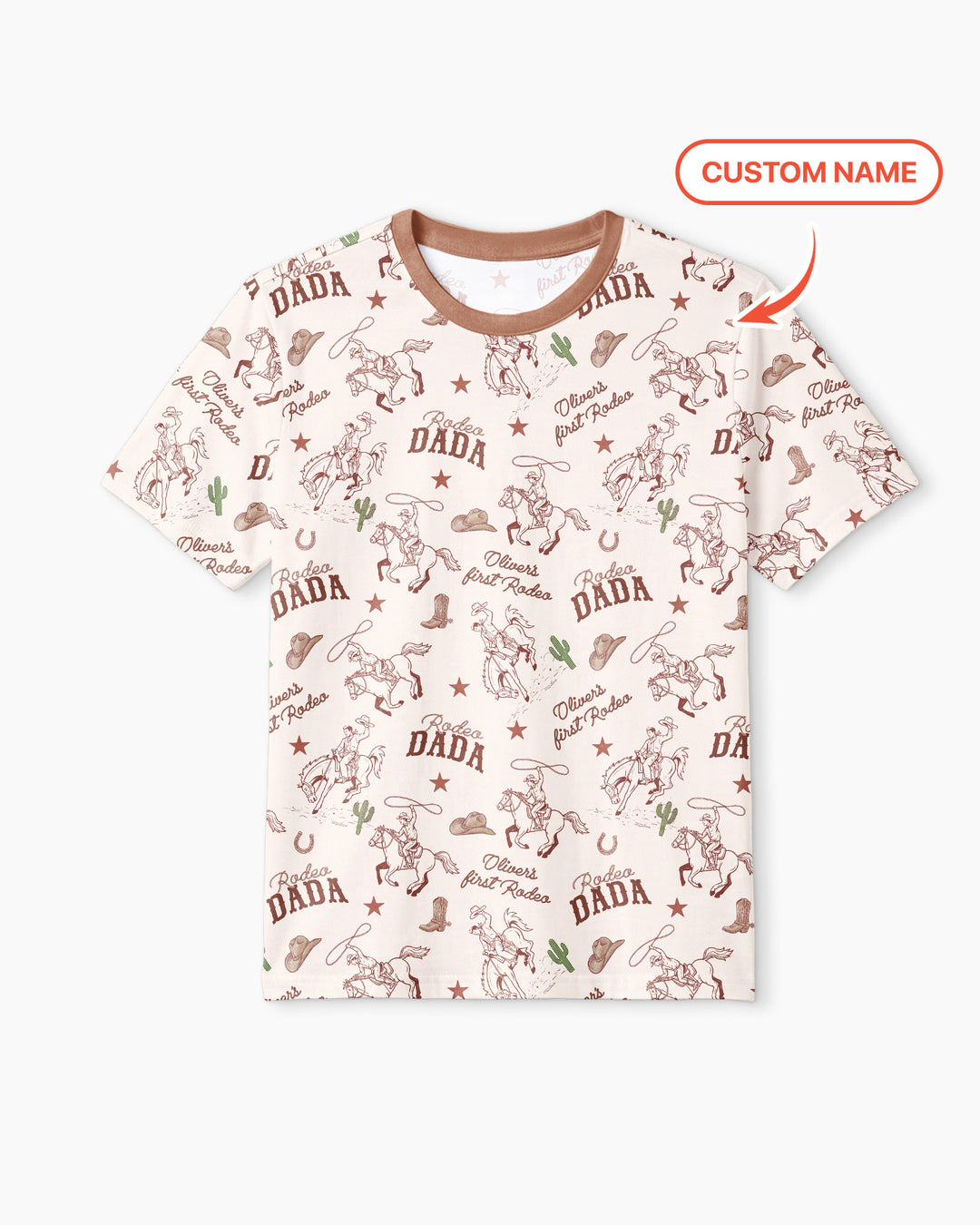 Custom Name First Rodeo Family Matching Bamboo Men Short Sleeve Short Pajama Set
