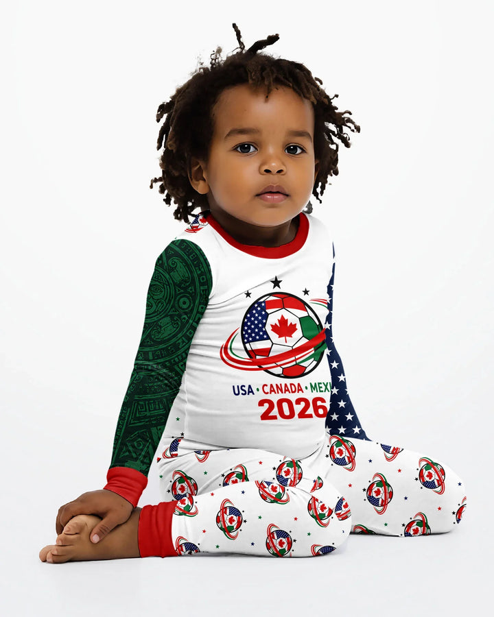 Soccer Cup USA Canada Mexico Bamboo Two Piece Long Sleeve Pajama Set