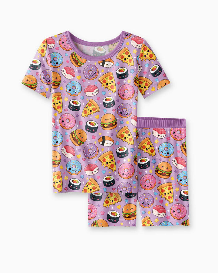 Conjunto de Pijama de Dos Piezas de Bambú con Mangas Cortas y Pantalones Cortos