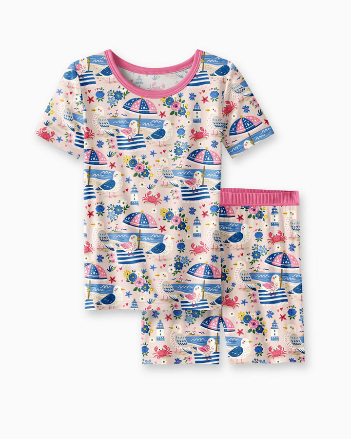 Conjunto de Pijama de Dos Piezas de Bambú con Mangas Cortas y Pantalones Cortos