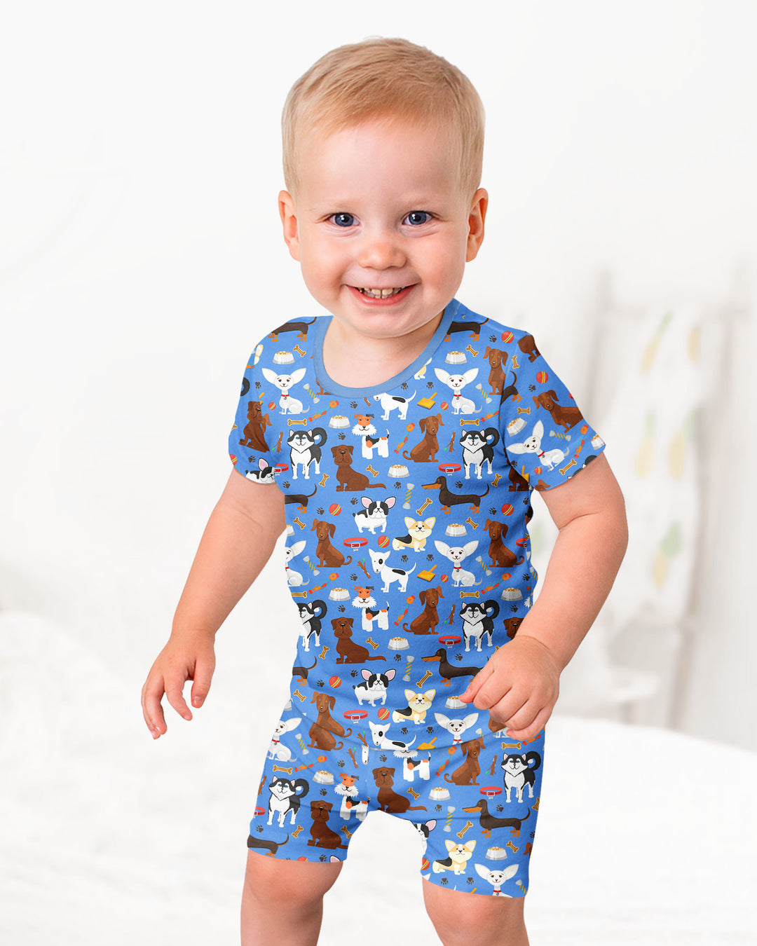 Dapper Dogs Bamboo Two Piece Short Sleeve Shorts Pajama Set