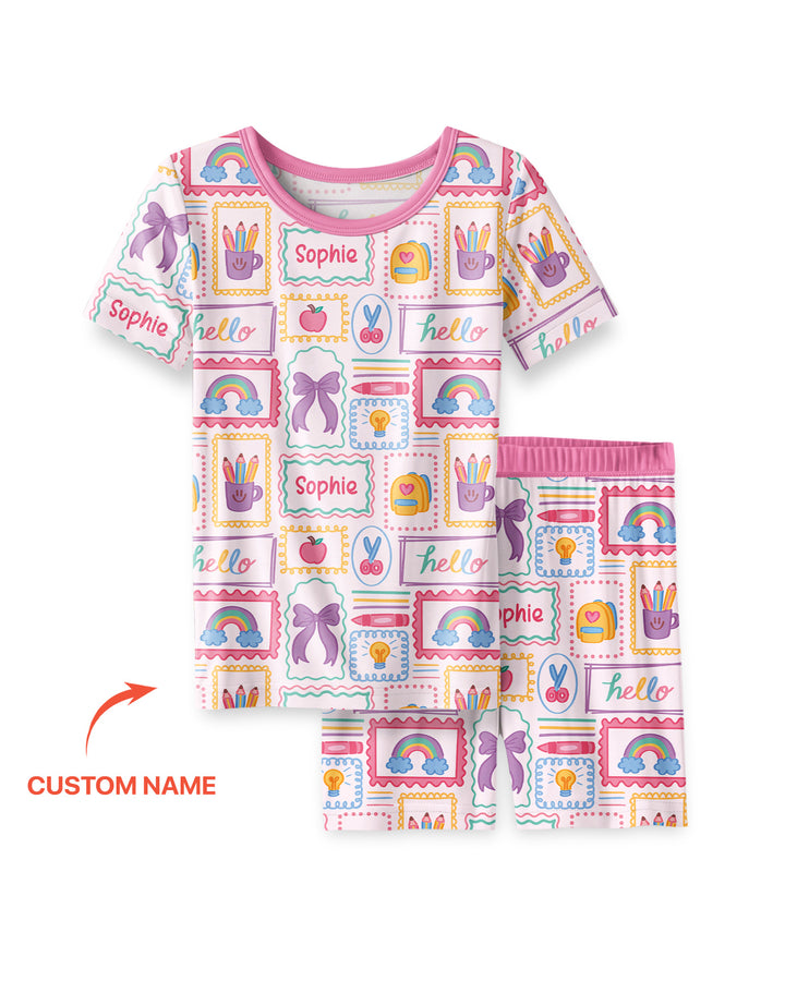 Schlafanzug-Set zweiteilig, kurze Ärmel, kurze Hose, Bambus