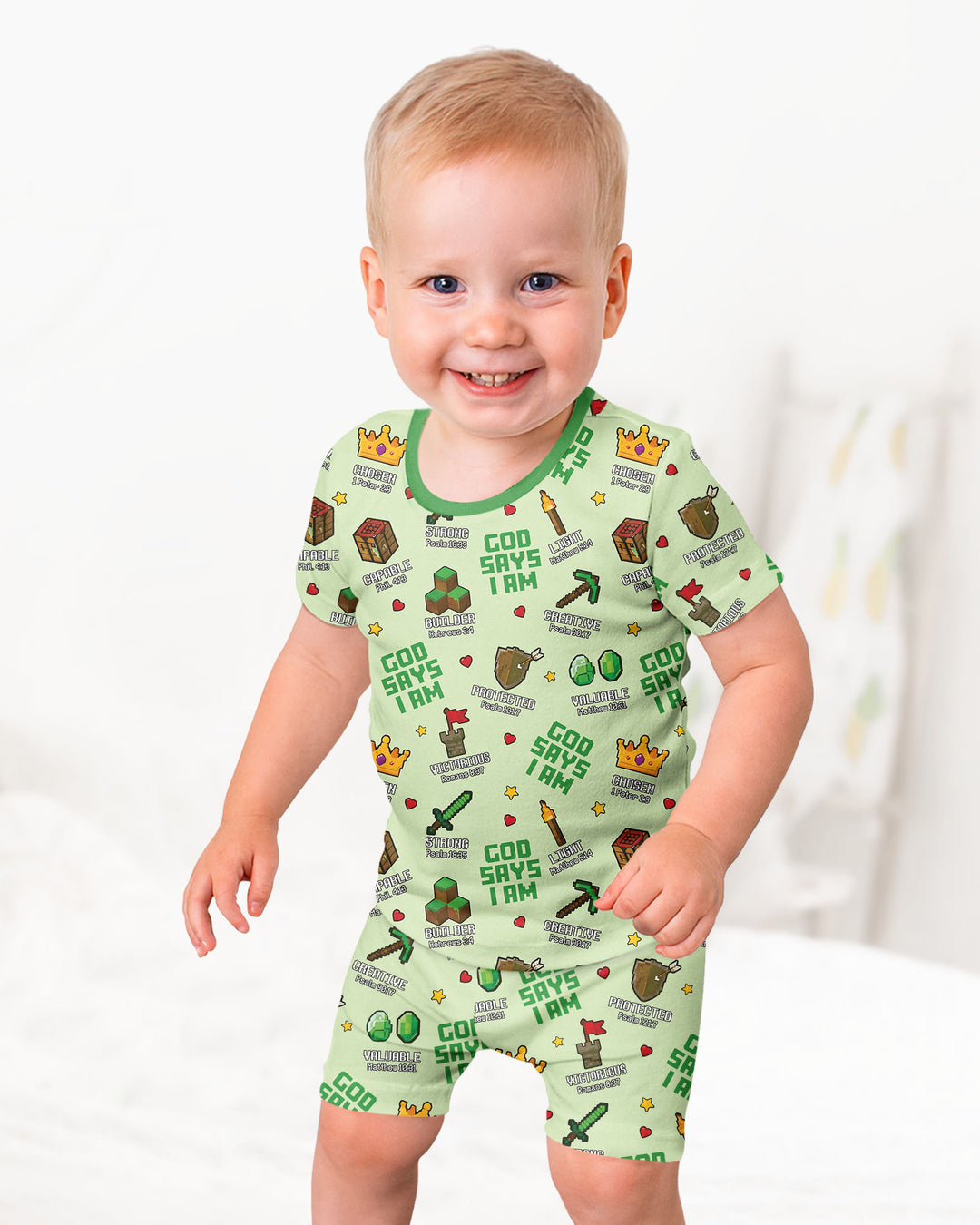 Christian Gamer Bamboo Two Piece Short Sleeve Shorts Pajama Set