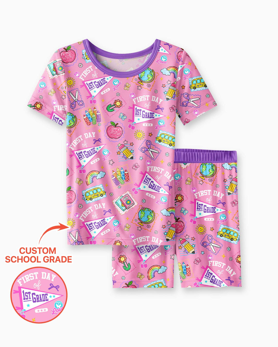 Schlafanzug-Set zweiteilig, kurze Ärmel, kurze Hose, Bambus