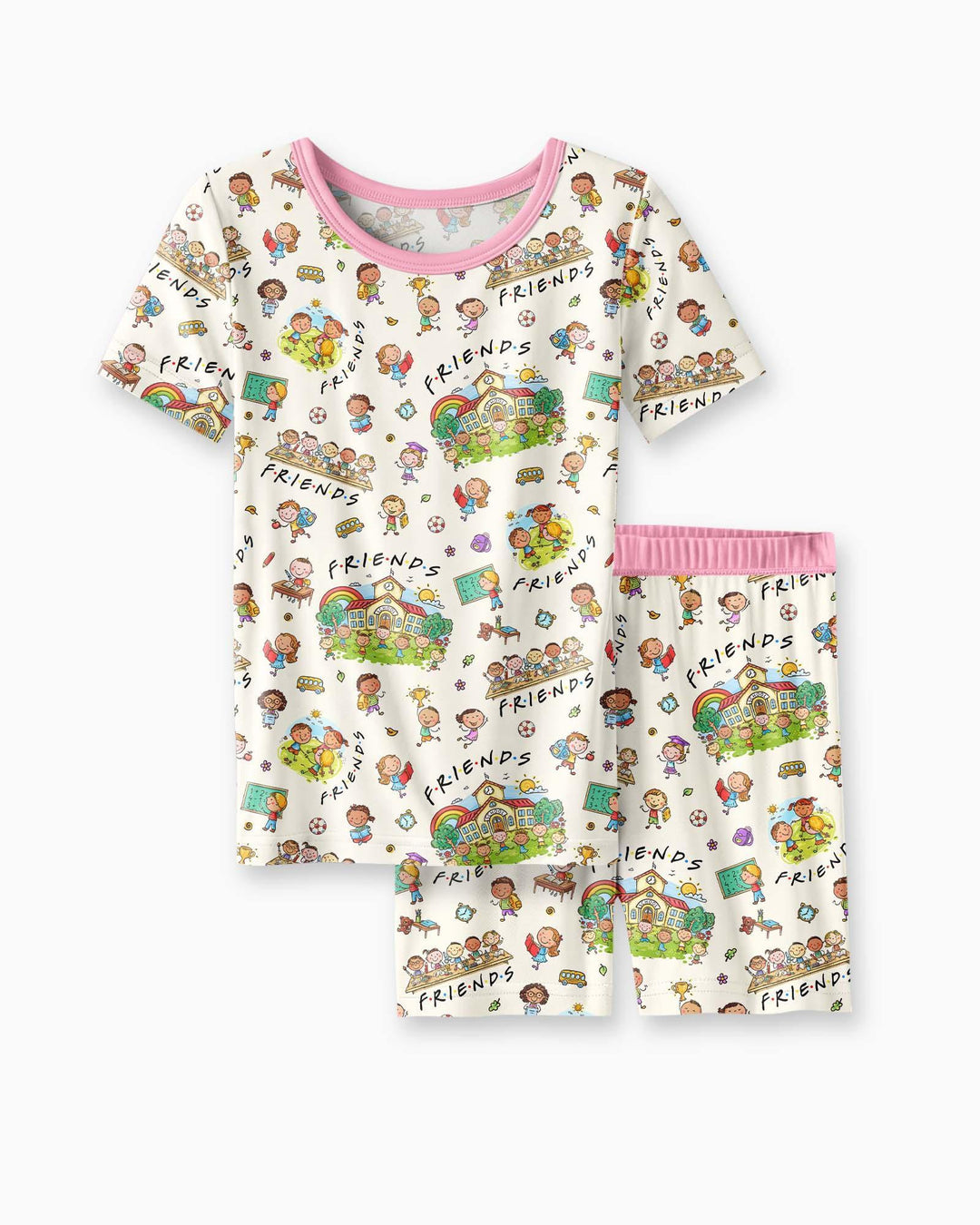 School Friends Forever Bamboo Two Piece Short Sleeve Shorts Pajama Set