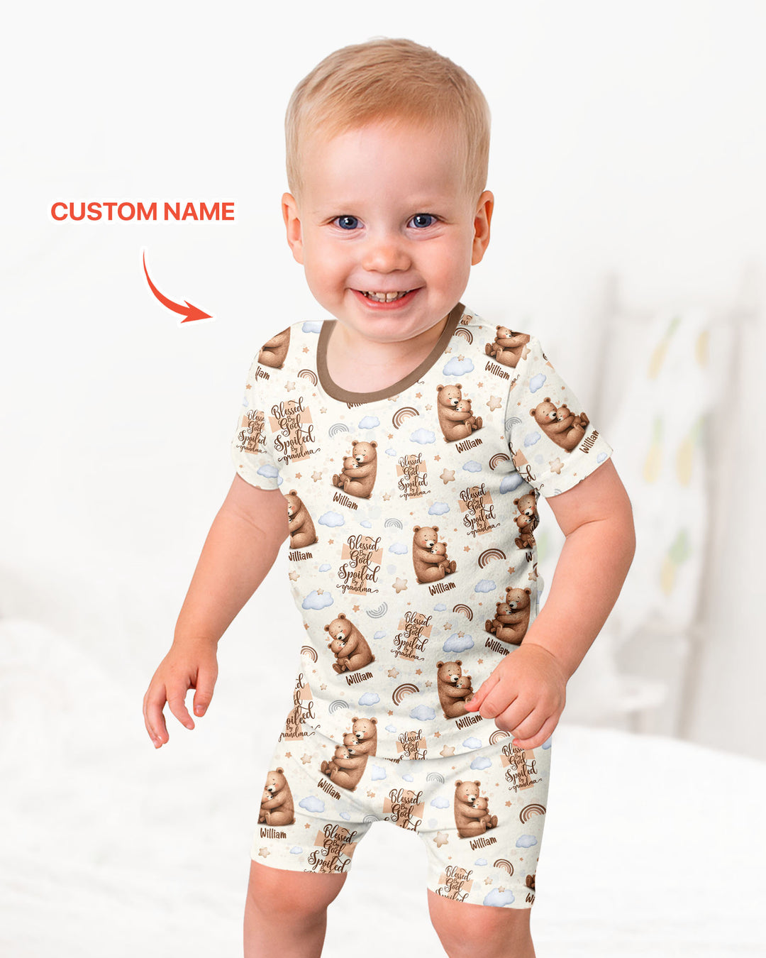 Conjunto de Pijama de Dos Piezas de Bambú con Mangas Cortas y Pantalones Cortos