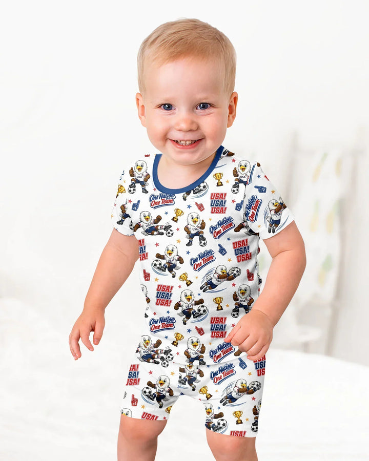 Conjunto de Pijama de Dos Piezas de Bambú con Mangas Cortas y Pantalones Cortos