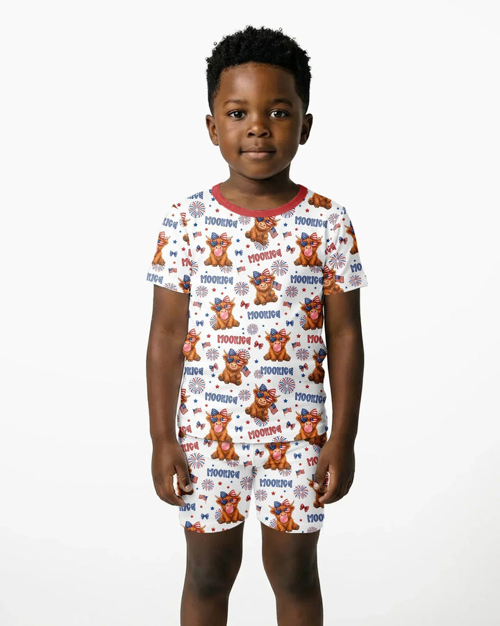 Conjunto de Pijama de Dos Piezas de Bambú con Mangas Cortas y Pantalones Cortos