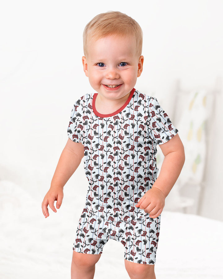 Hockey Rink Bamboo Two Piece Short Sleeve Shorts Pajama Set