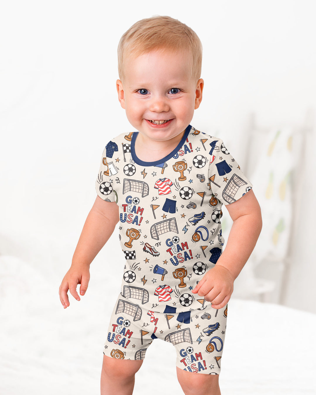 Soccer Go Team USA Bamboo Two Piece Short Sleeve Shorts Pajama Set