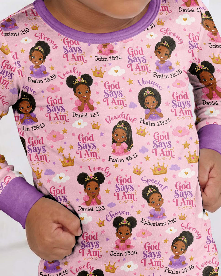 Black Princess God Says I Am Bamboo Two Piece Long Sleeve Pajama Set