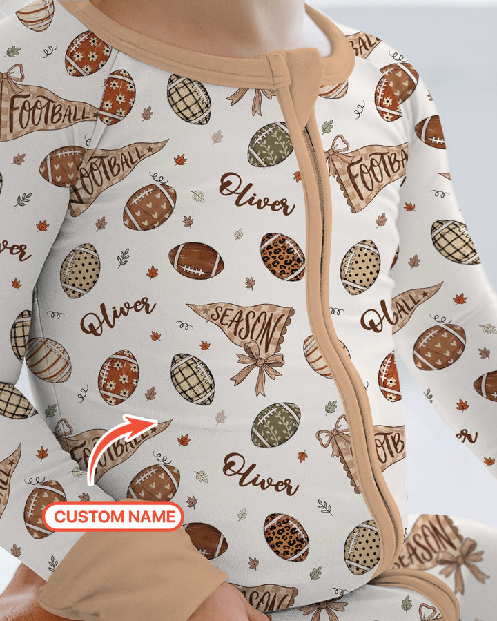Custom Name Football Fall Season Bamboo Convertible Zippy