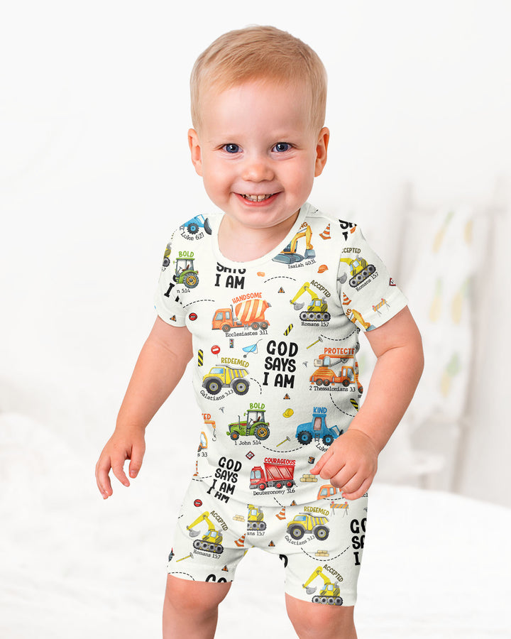 Dios Dice Soy Niño Bambú Conjunto de Pijama de Dos Piezas de Manga Corta y Pantalón Corto