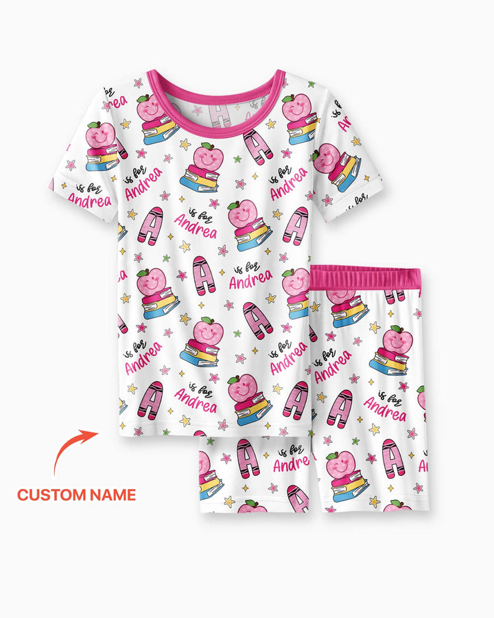 Conjunto de Pijama de Dos Piezas de Bambú con Mangas Cortas y Pantalones Cortos
