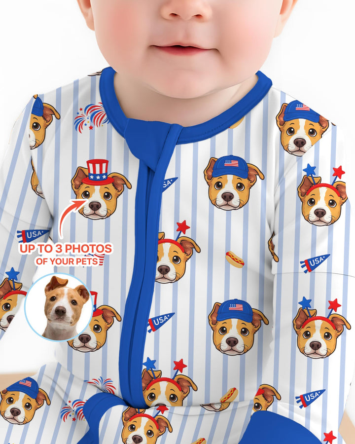 Custom Pet Image 4th of July Family Matching Bamboo Convertible Zippy
