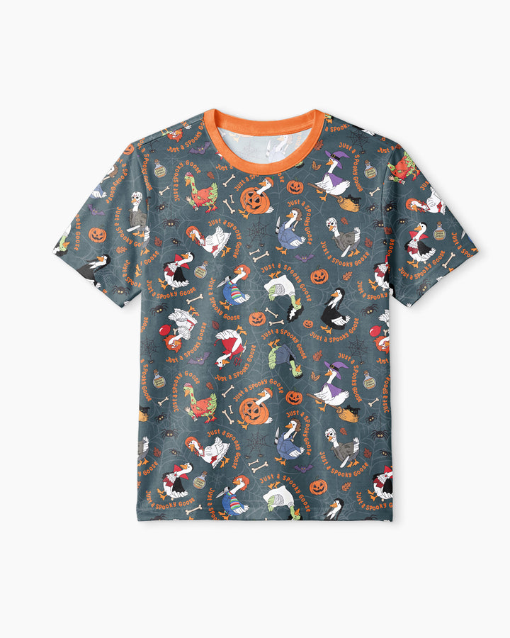 Just A Spooky Goose Family Matching Bamboo Men Short Sleeve Short Pajama Set