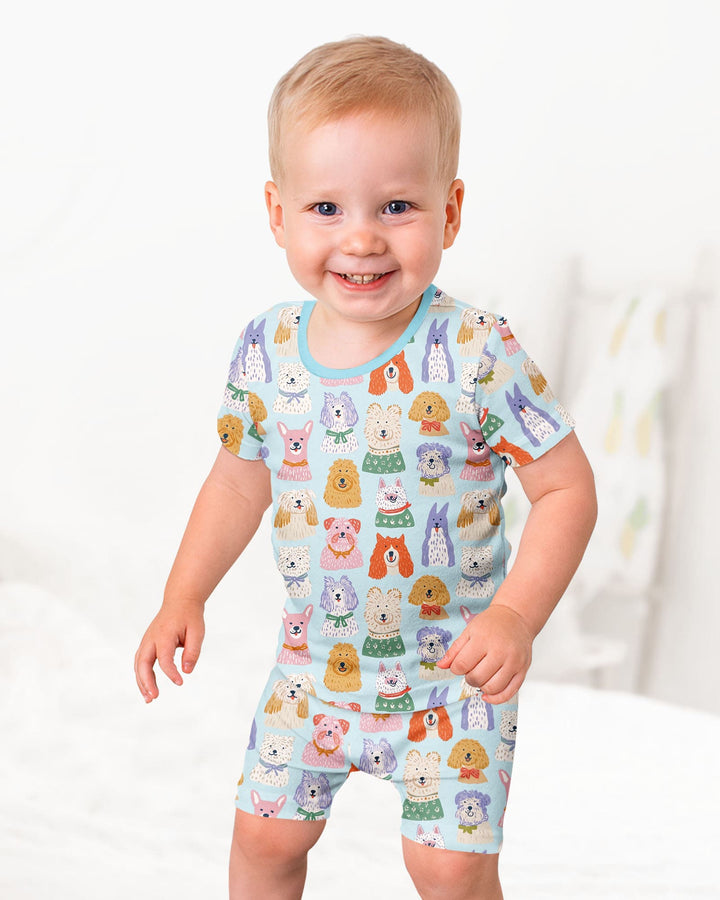 Conjunto de Pijama de Dos Piezas de Bambú con Mangas Cortas y Pantalones Cortos