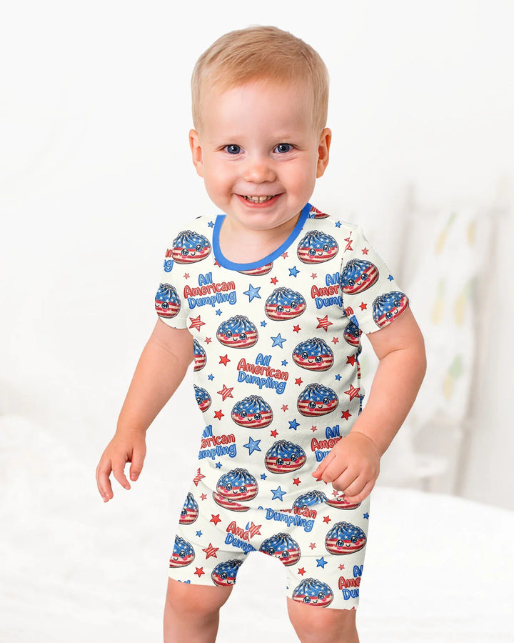 Conjunto de Pijama de Dos Piezas de Bambú con Mangas Cortas y Pantalones Cortos