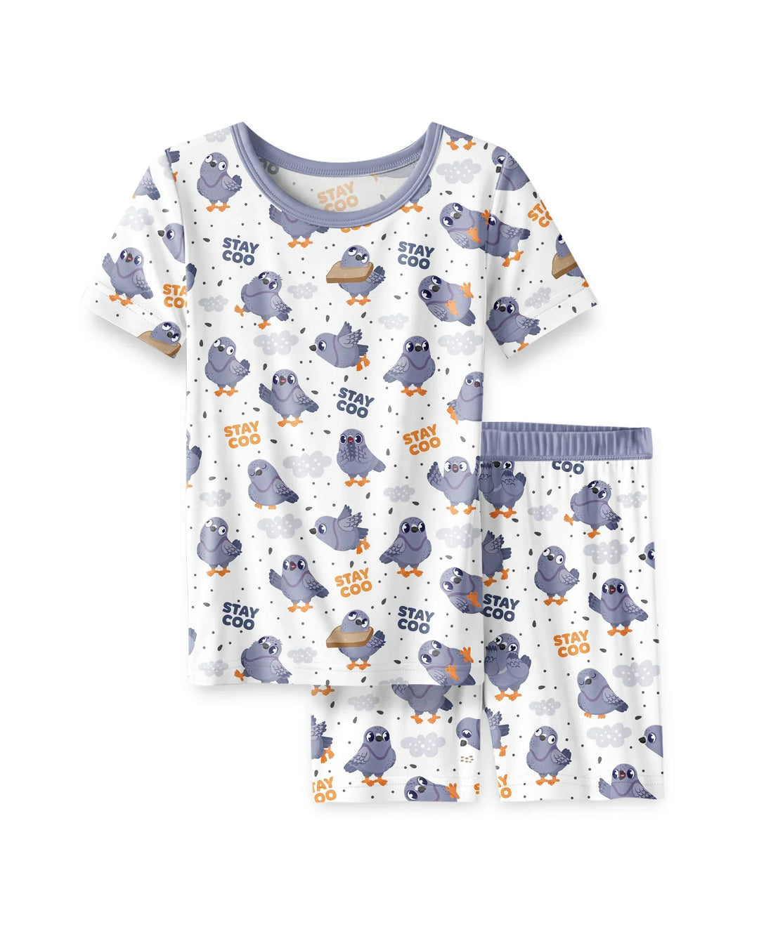 Pigeon Stay Coo Bamboo Two Piece Short Sleeve Shorts Pajama Set