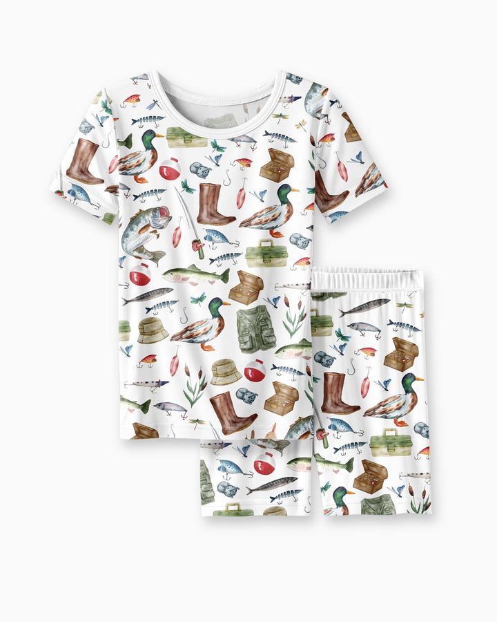 Daddy's Fishing Buddy Daddy& Me Matching Bamboo Two Piece Short Sleeve Shorts Pajama Set