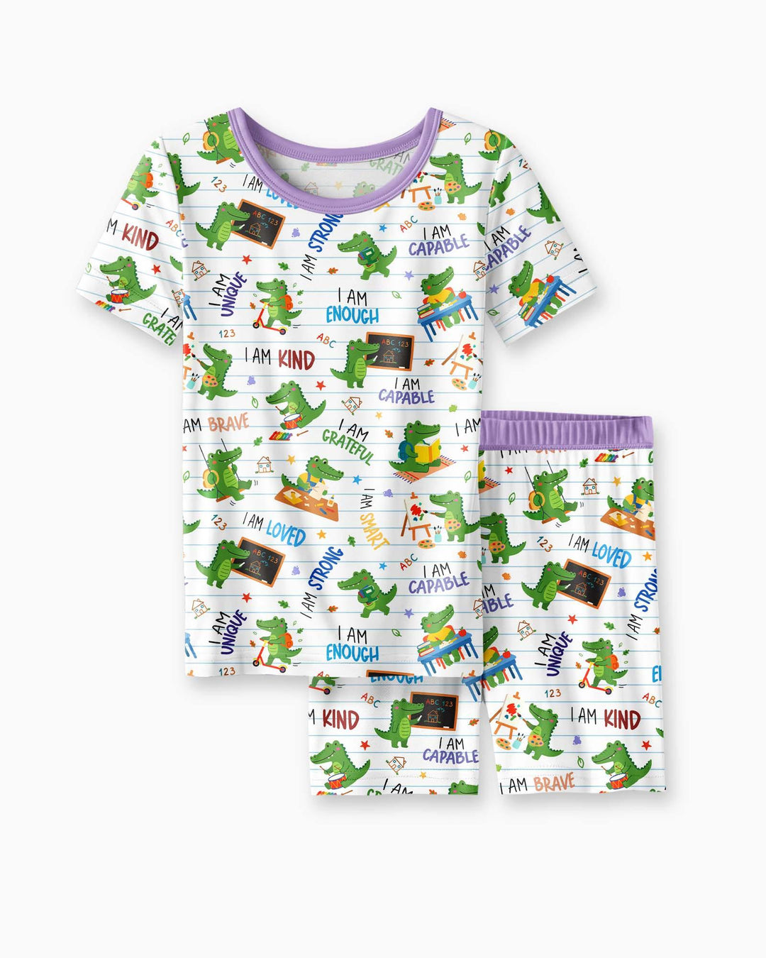 Brave Gator Days Bamboo Two Piece Short Sleeve Shorts Pajama Set