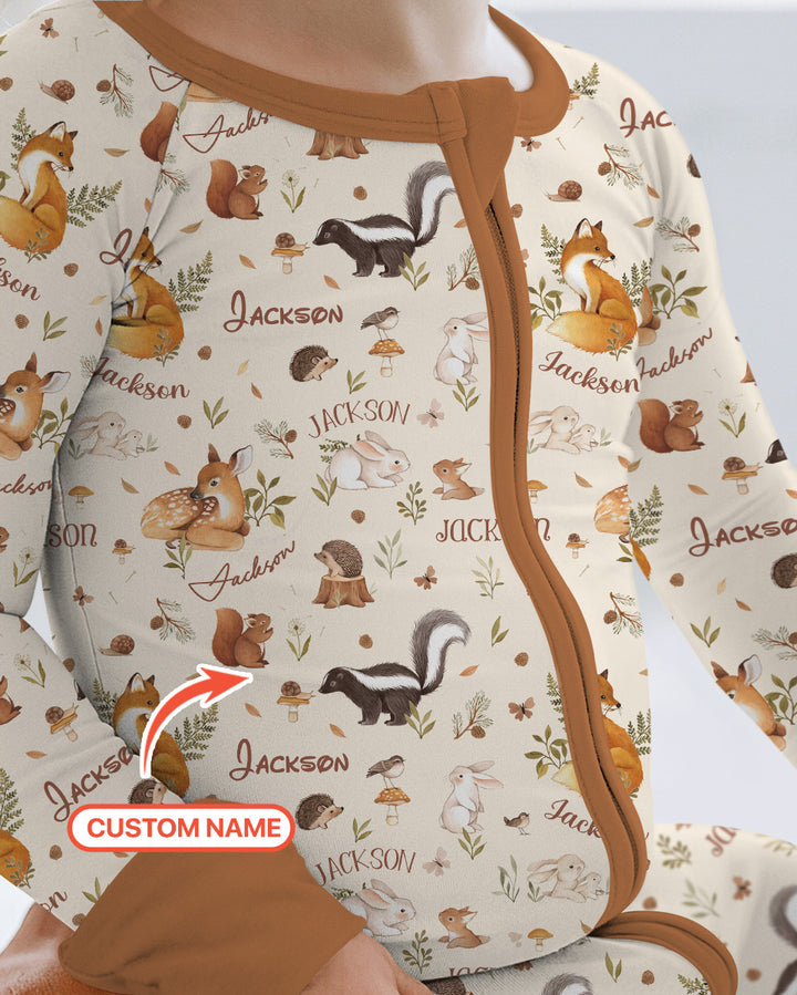 Custom Name Woodland Friends Bamboo Convertible Zippy