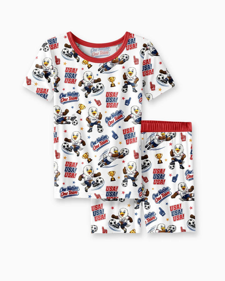 Conjunto de Pijama de Dos Piezas de Bambú con Mangas Cortas y Pantalones Cortos