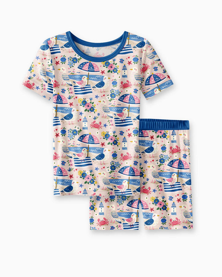 Conjunto de Pijama de Dos Piezas de Bambú con Mangas Cortas y Pantalones Cortos