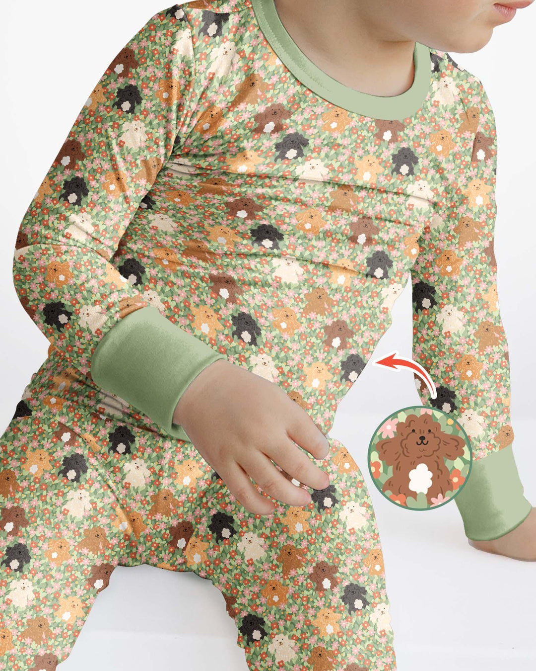 Puppy Garden Family MatchingBamboo Two Piece Long Sleeve Pajama Set