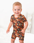 Vintage Pumpkin Patchwork Fall Bamboo Two Piece Short Sleeve Shorts Pajama Set