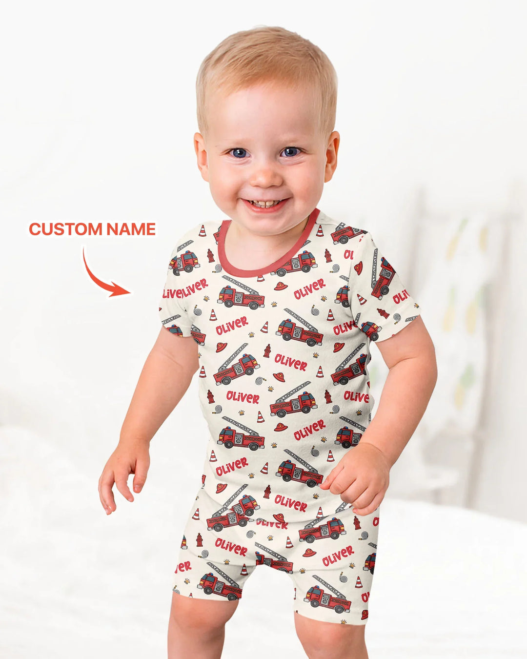 Custom Name Future Firefighters Bamboo Two Piece Short Sleeve Shorts Pajama Set