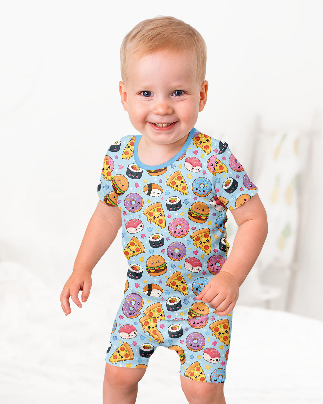 Conjunto de Pijama de Dos Piezas de Bambú con Mangas Cortas y Pantalones Cortos