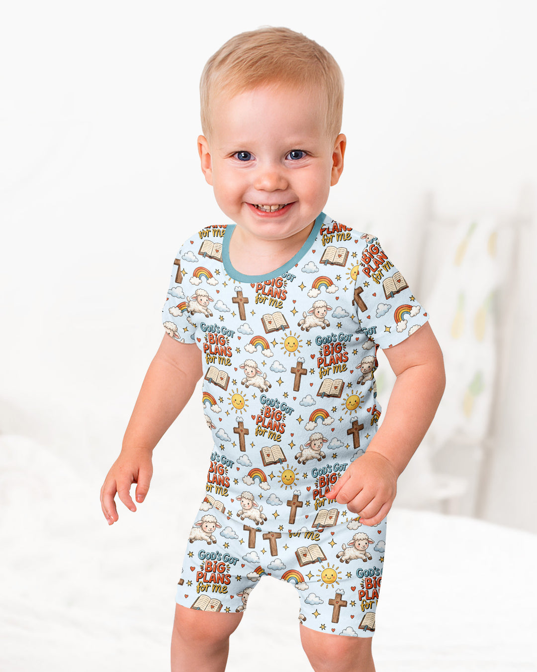 God's Got Big Plans For Me Bamboo Two Piece Short Sleeve Shorts Pajama Set