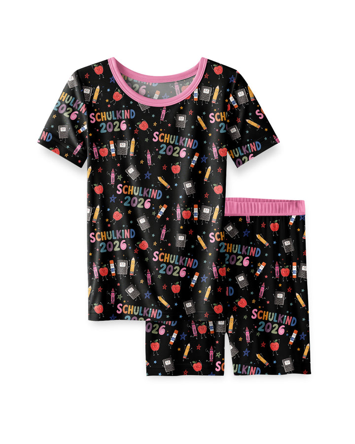 Conjunto de Pijama de Dos Piezas de Bambú con Mangas Cortas y Pantalones Cortos