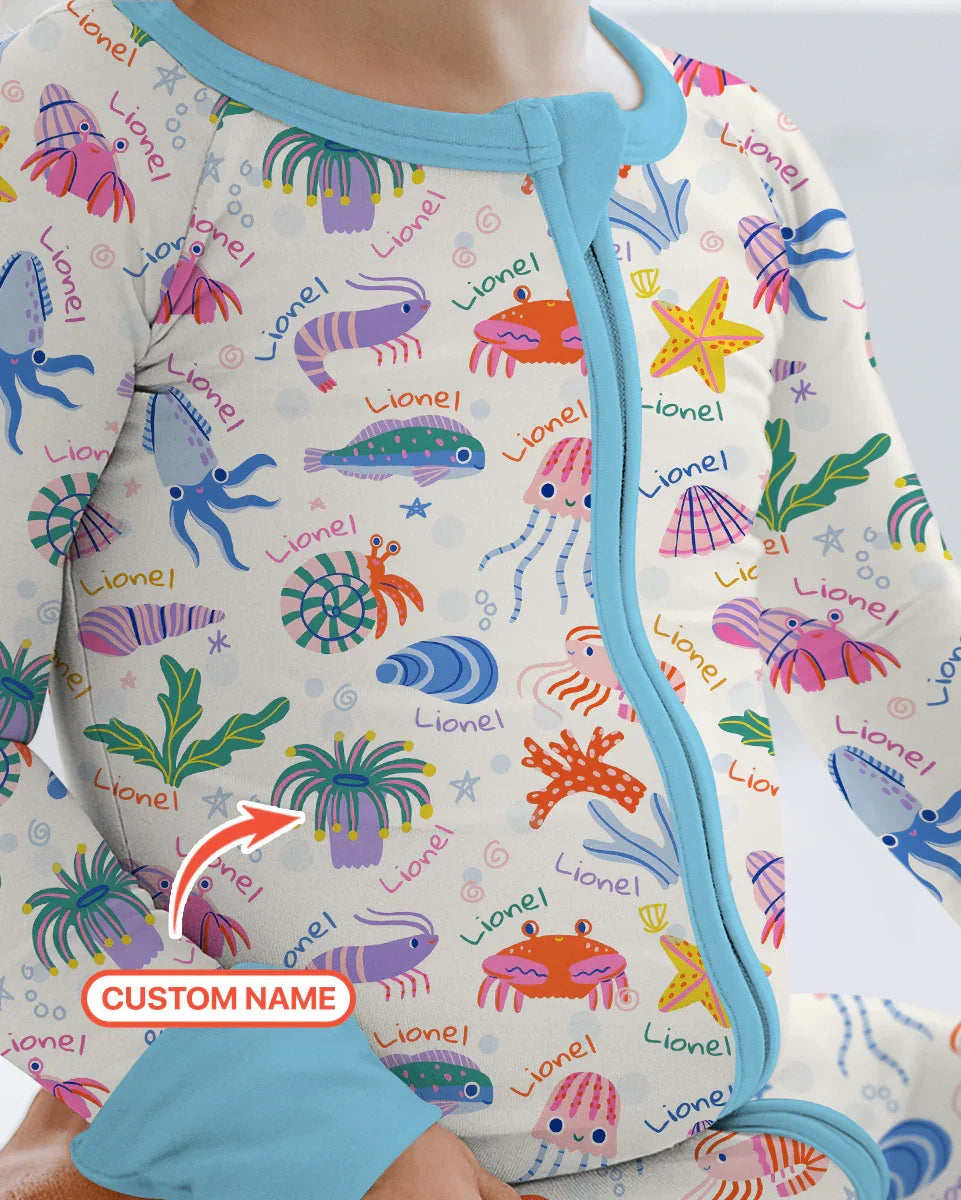 Tide Pool Pals Custom Name Bamboo Convertible Zippy