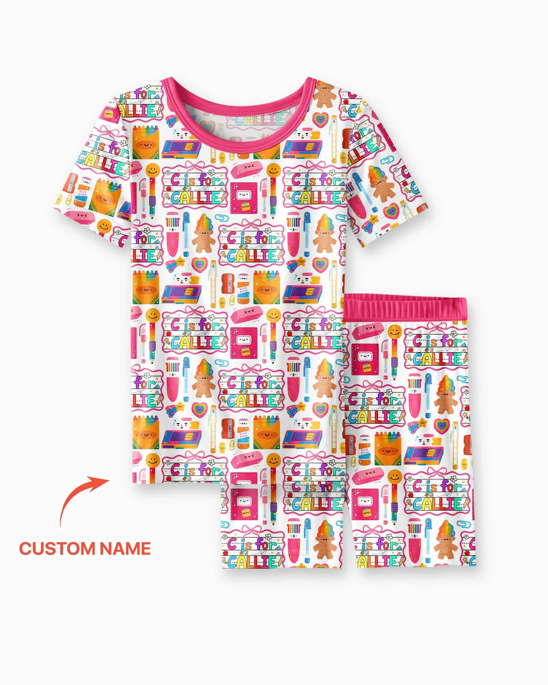 Custom Name Classroom Cuties Bamboo Two Piece Short Sleeve Shorts Pajama Set