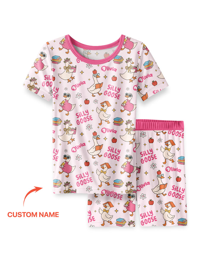 Conjunto de Pijama de Dos Piezas de Bambú con Mangas Cortas y Pantalones Cortos