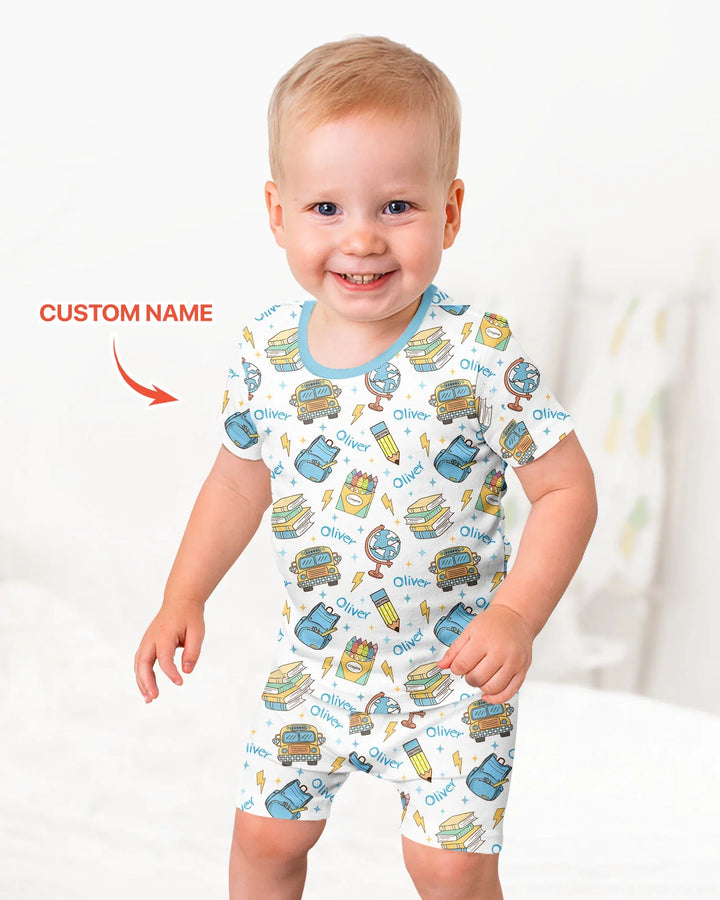 Zweiteiliges Pyjama-Set mit kurzen Ärmeln und Shorts im Sommer-Design