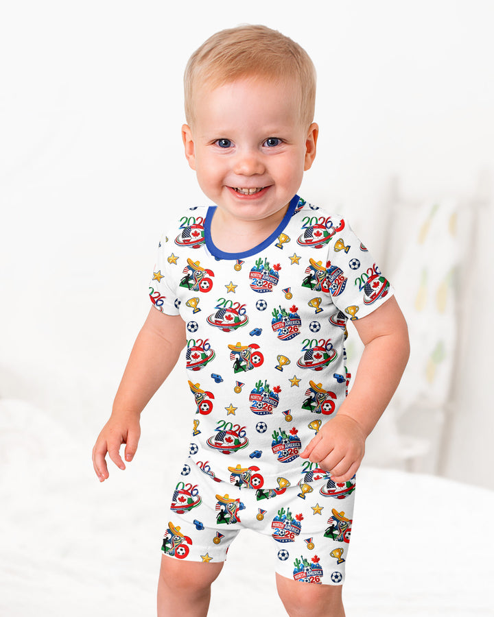 World Soccer North America 2026 Family Matching Bamboo Two Piece Short Sleeve Shorts Pajama Set