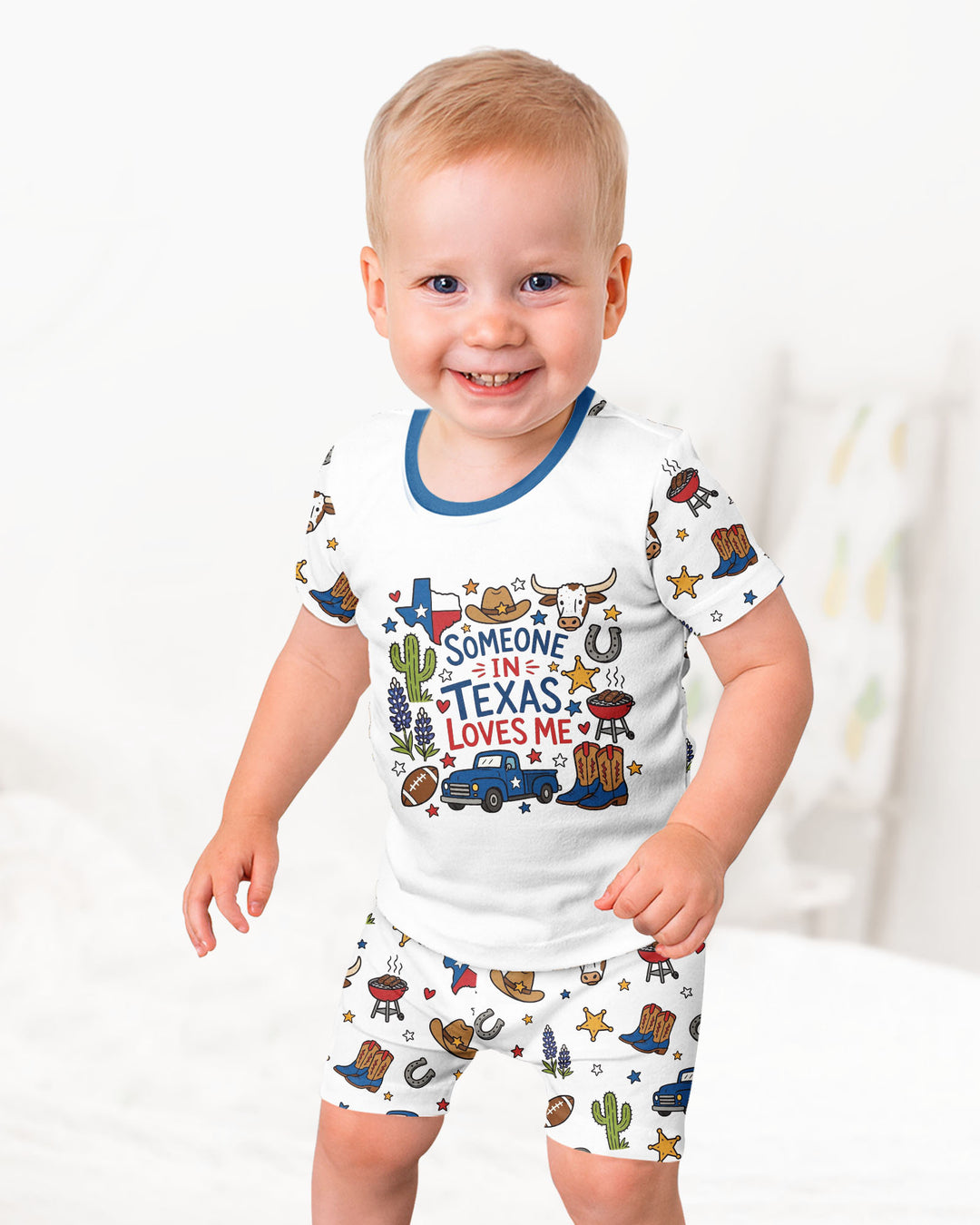 Someone in Texas Loves Me Bamboo Two Piece Short Sleeve Shorts Pajama Set