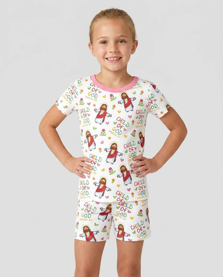 Template Zweiteiliges Pyjama-Set mit kurzen Ärmeln und Shorts