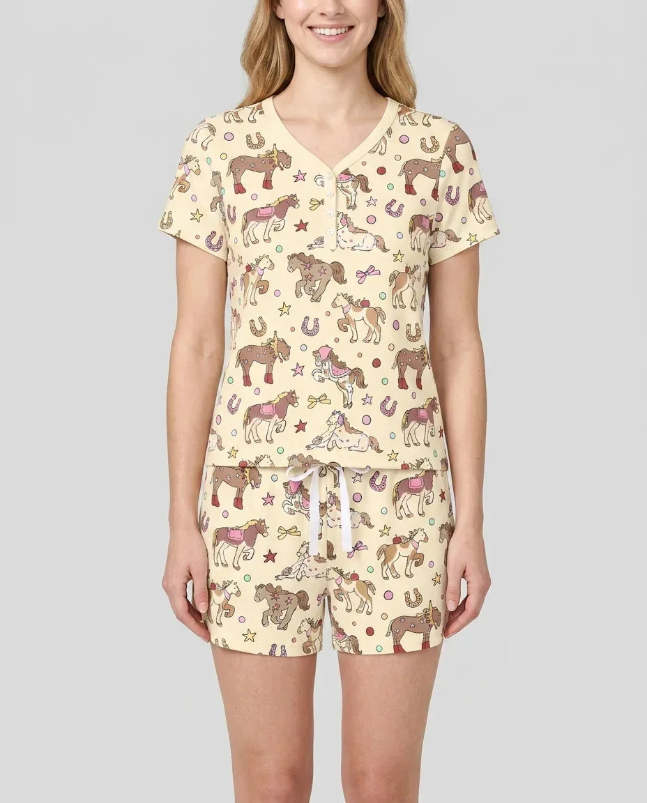 Lil' Buckaroo Bamboo Women Short Sleeve Short Pajama Set