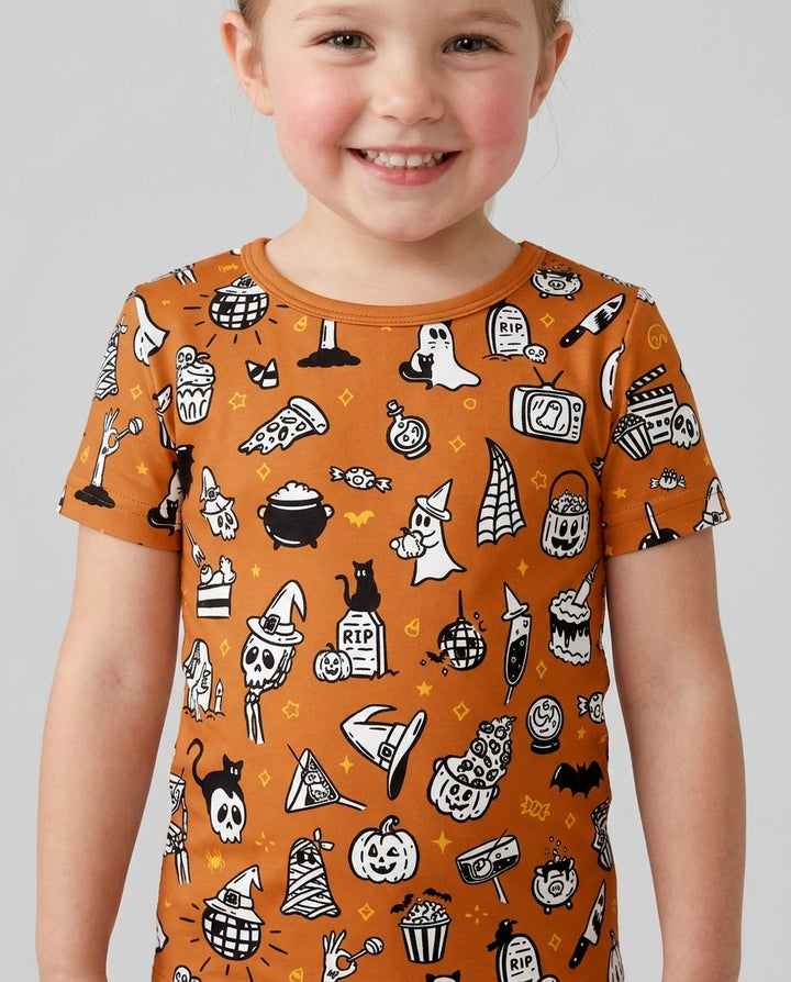 Spooky Season Bamboo Two Piece Short Sleeve Shorts Pajama Set