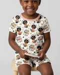 God Says I Am Cute Learning Afro Girl  Bamboo Two Piece Short Sleeve Shorts Pajama Set