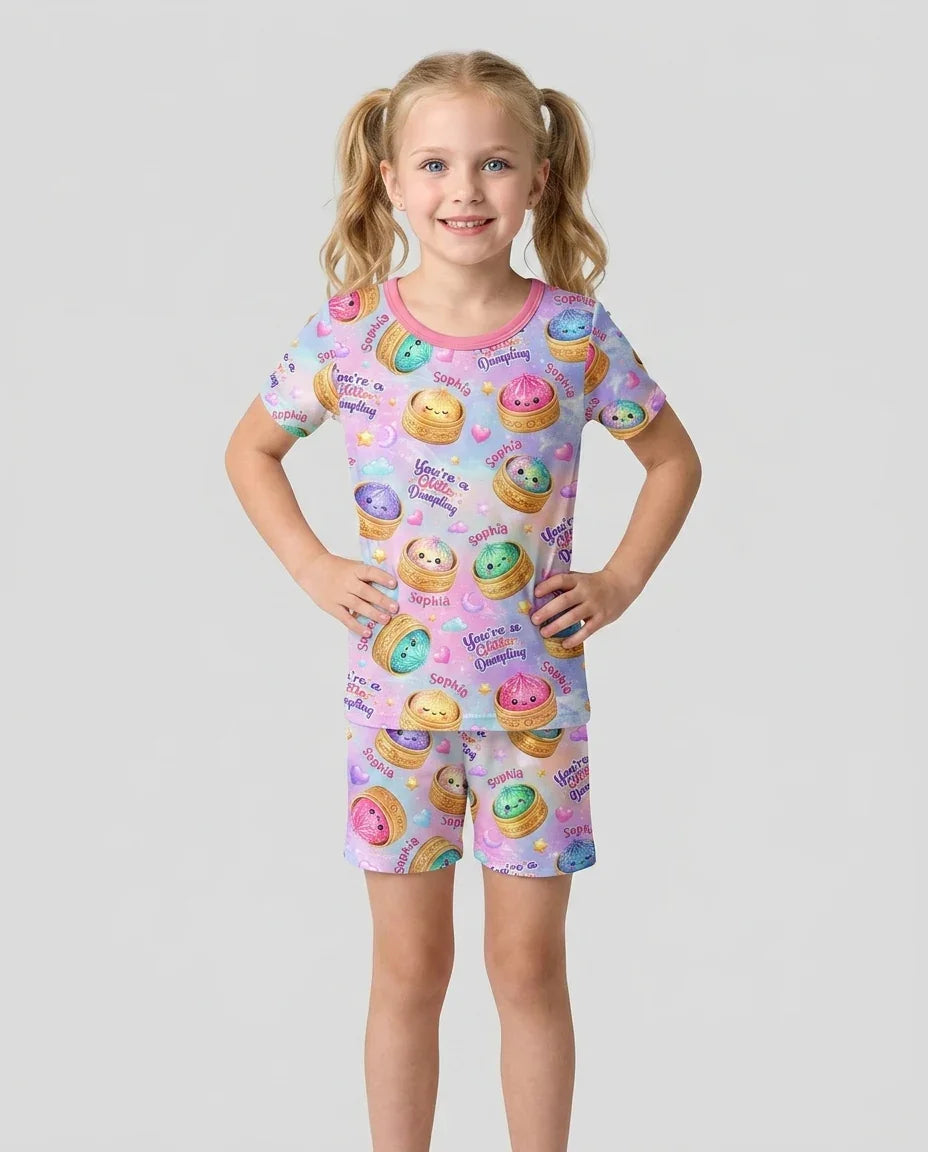 Conjunto de Pijama de Dos Piezas de Bambú con Mangas Cortas y Pantalones Cortos