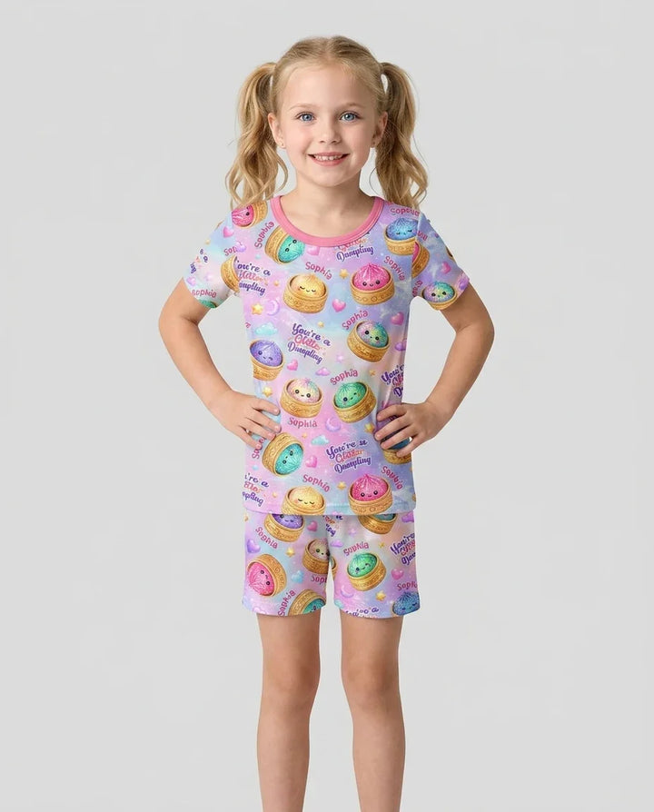 Conjunto de Pijama de Dos Piezas de Bambú con Mangas Cortas y Pantalones Cortos