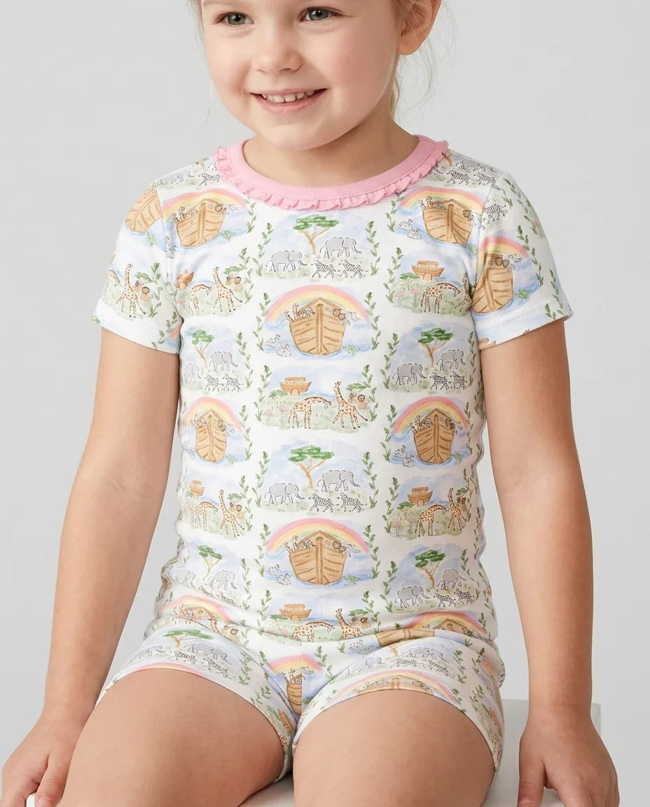 Noah And The Ark Bamboo Two Piece Short Sleeve Shorts Pajama Set