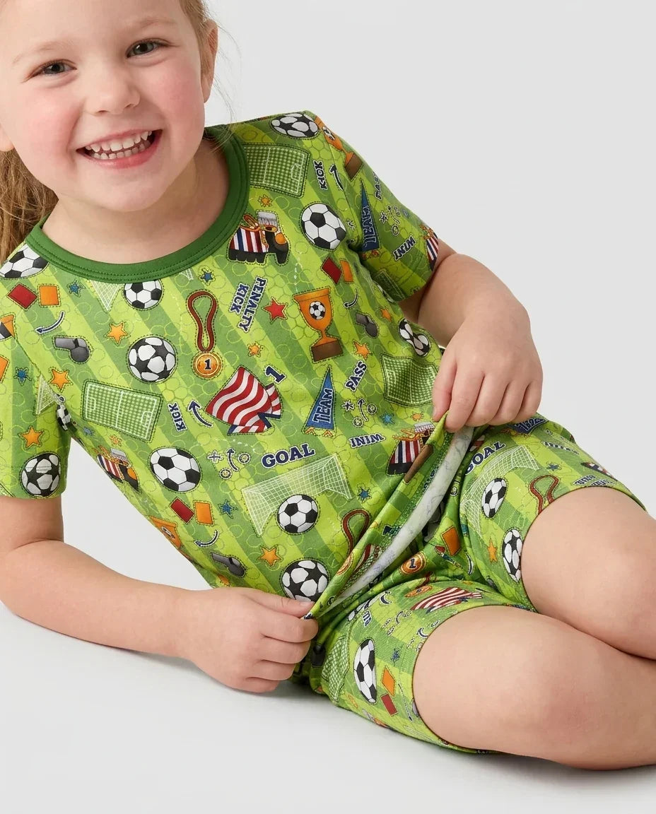 Conjunto de Pijama de Dos Piezas de Bambú con Mangas Cortas y Pantalones Cortos