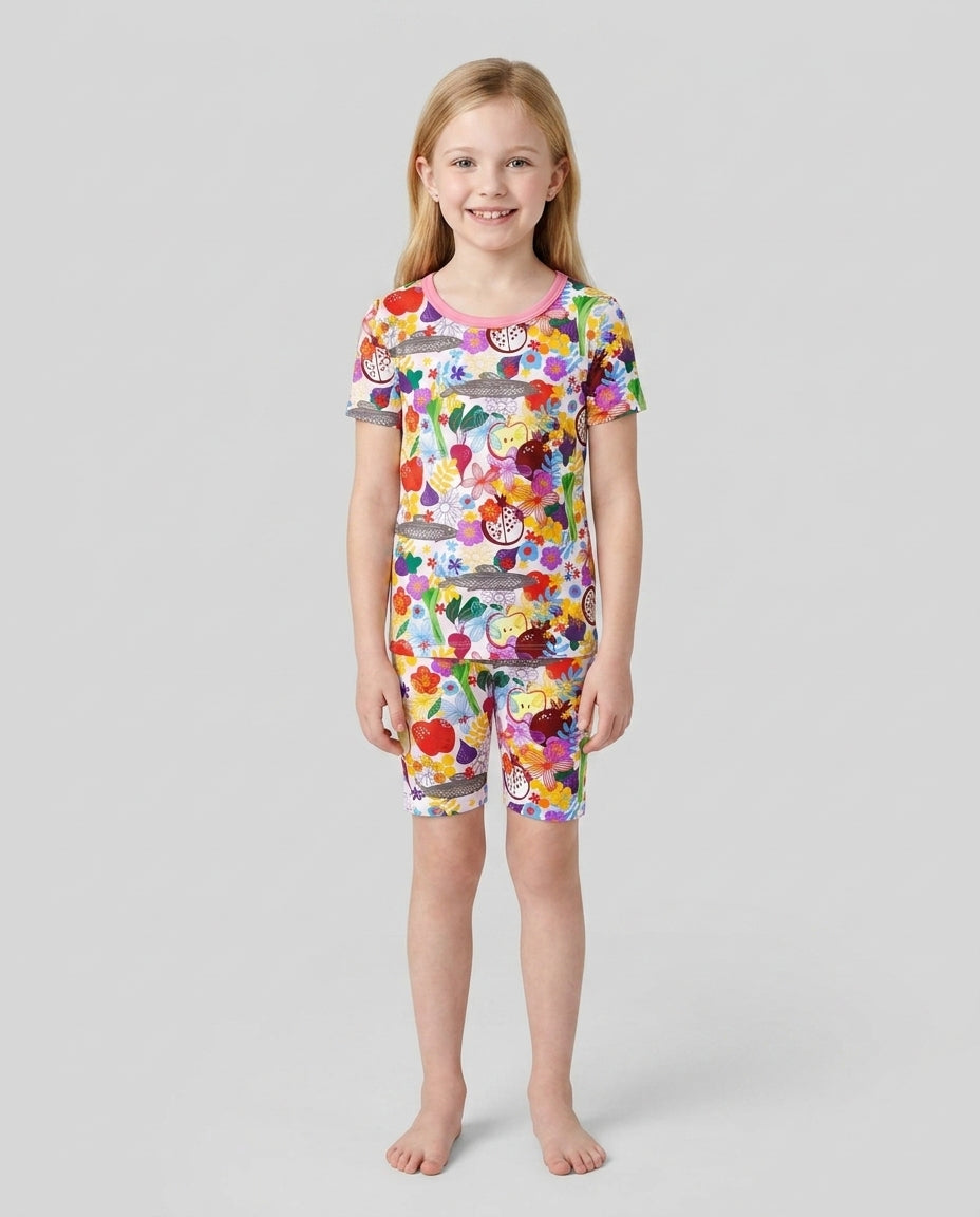 Happy Rosh Hashanah Bamboo Two Piece Short Sleeve Shorts Pajama Set